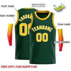 Green Yellow-White Classic Casual Basketball Jersey 2