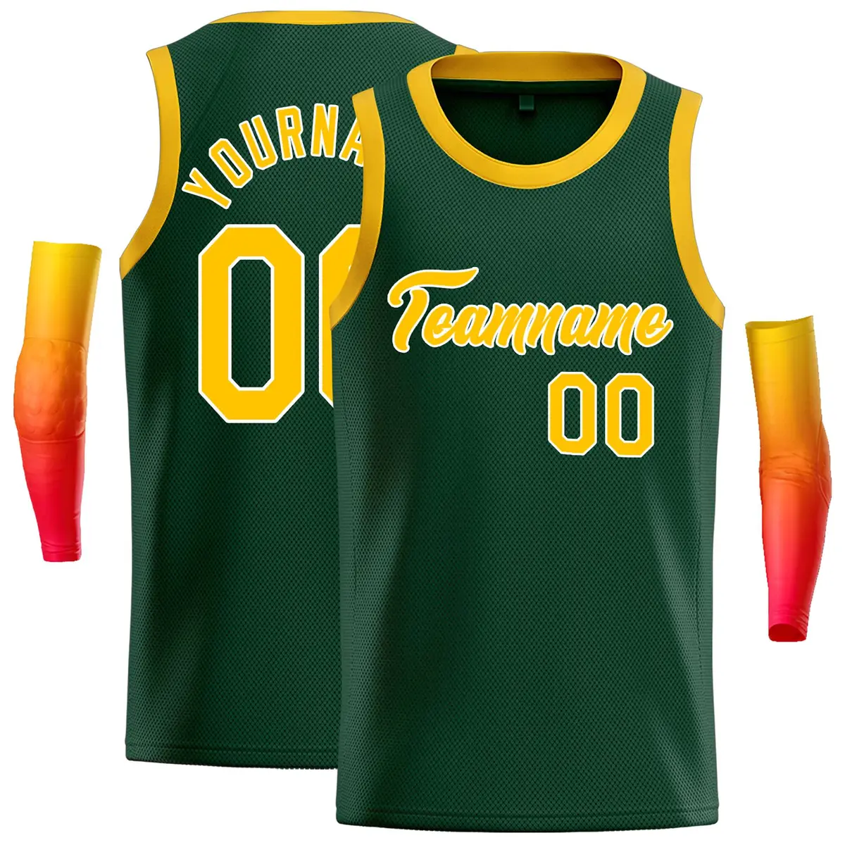 Green Yellow-White Classic Casual Basketball Jersey