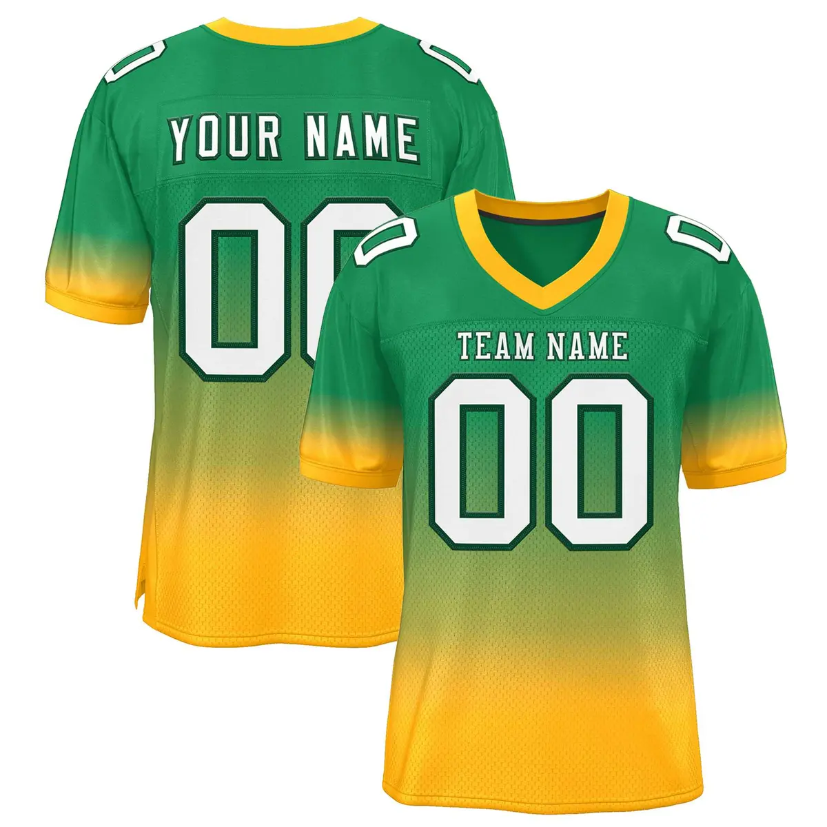 Green Yellow-White Gradient Fashion Team Football Jersey