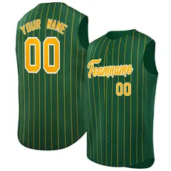 Green Yellow-White Sleeveless Striped Baseball Jersey 1