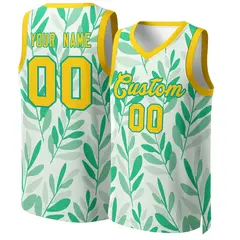 Green Yellow-Yellow Graffiti Pattern Mesh Basketball Jersey 1