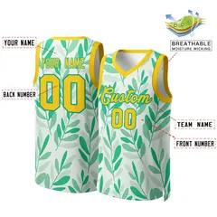 Green Yellow-Yellow Graffiti Pattern Mesh Basketball Jersey 2
