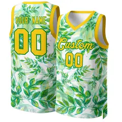 Green Yellow-Yellow Graffiti Pattern Mesh Basketball Jersey 1