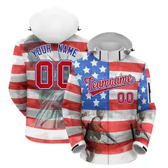 Grey American Flag Independence Day Waterproof Jacket