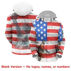 Grey American Flag Independence Day Waterproof Jacket 6