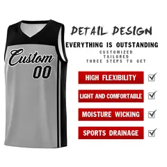 Grey Black Classic Sets Basketball Jersey 2