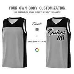 Grey Black Classic Sets Basketball Jersey 3