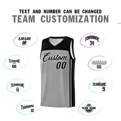 Grey Black Classic Sets Basketball Jersey 4