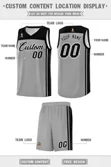 Grey Black Classic Sets Basketball Jersey 5