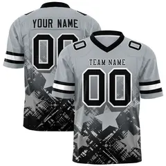 Grey Black Star Gradient Flag Football Jersey 1
