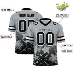 Grey Black Star Gradient Flag Football Jersey 2