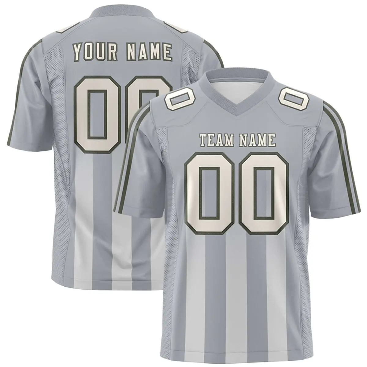 Grey Gray Vertical Fine Stripe Gradient Football Jersey