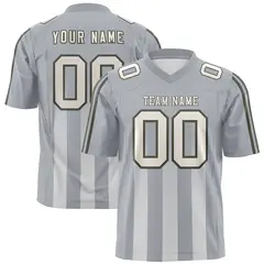 Grey Gray Vertical Fine Stripe Gradient Football Jersey
