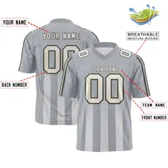 Grey Gray Vertical Fine Stripe Gradient Football Jersey 2