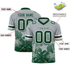 Grey Green Star Gradient Flag Football Jersey 2