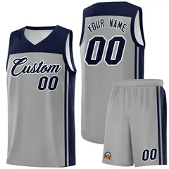 Grey Navy Classic Sets Basketball Jersey