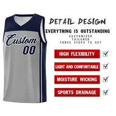 Grey Navy Classic Sets Basketball Jersey 2
