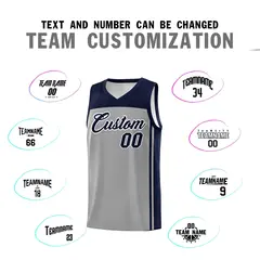 Grey Navy Classic Sets Basketball Jersey 4