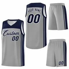 Grey Navy Classic Sets Basketball Jersey 6