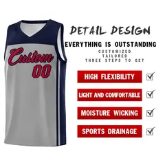 Grey Navy Classic Sets Basketball Jersey 2
