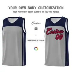 Grey Navy Classic Sets Basketball Jersey 3