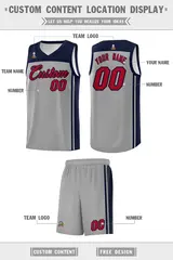 Grey Navy Classic Sets Basketball Jersey 5
