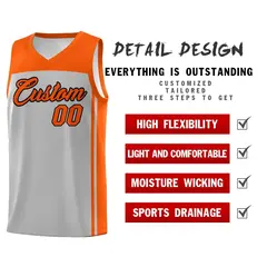 Grey Orange Classic Sets Basketball Jersey 2