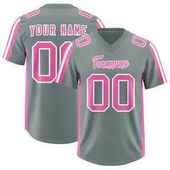 Grey Pink and White Side Stripe Authentic Football Jersey
