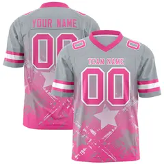 Grey Pink Star Gradient Flag Football Jersey 1