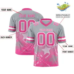 Grey Pink Star Gradient Flag Football Jersey 2