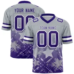 Grey Purple Star Gradient Flag Football Jersey 1