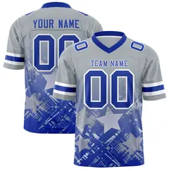 Grey Royal Star Gradient Flag Football Jersey
