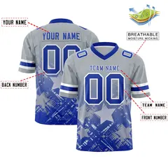 Grey Royal Star Gradient Flag Football Jersey 2
