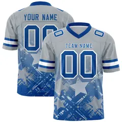 Grey Royal Star Gradient Flag Football Jersey 1