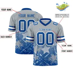 Grey Royal Star Gradient Flag Football Jersey 2