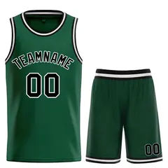Hunter Green Black-White Bull Classic Curved Basketball Jersey