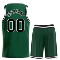 Hunter Green Black-White Bull Classic Curved Basketball Jersey 2