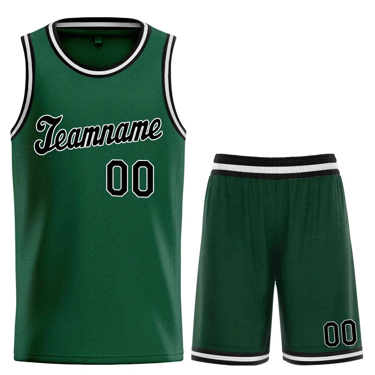 Hunter Green Black-White Classic Basketball Uniform Jersey
