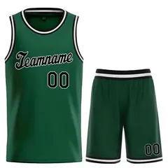 Hunter Green Black-White Classic Basketball Uniform Jersey