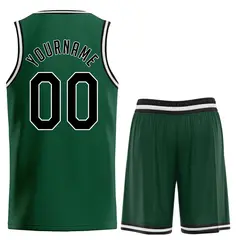 Hunter Green Black-White Classic Basketball Uniform Jersey 2