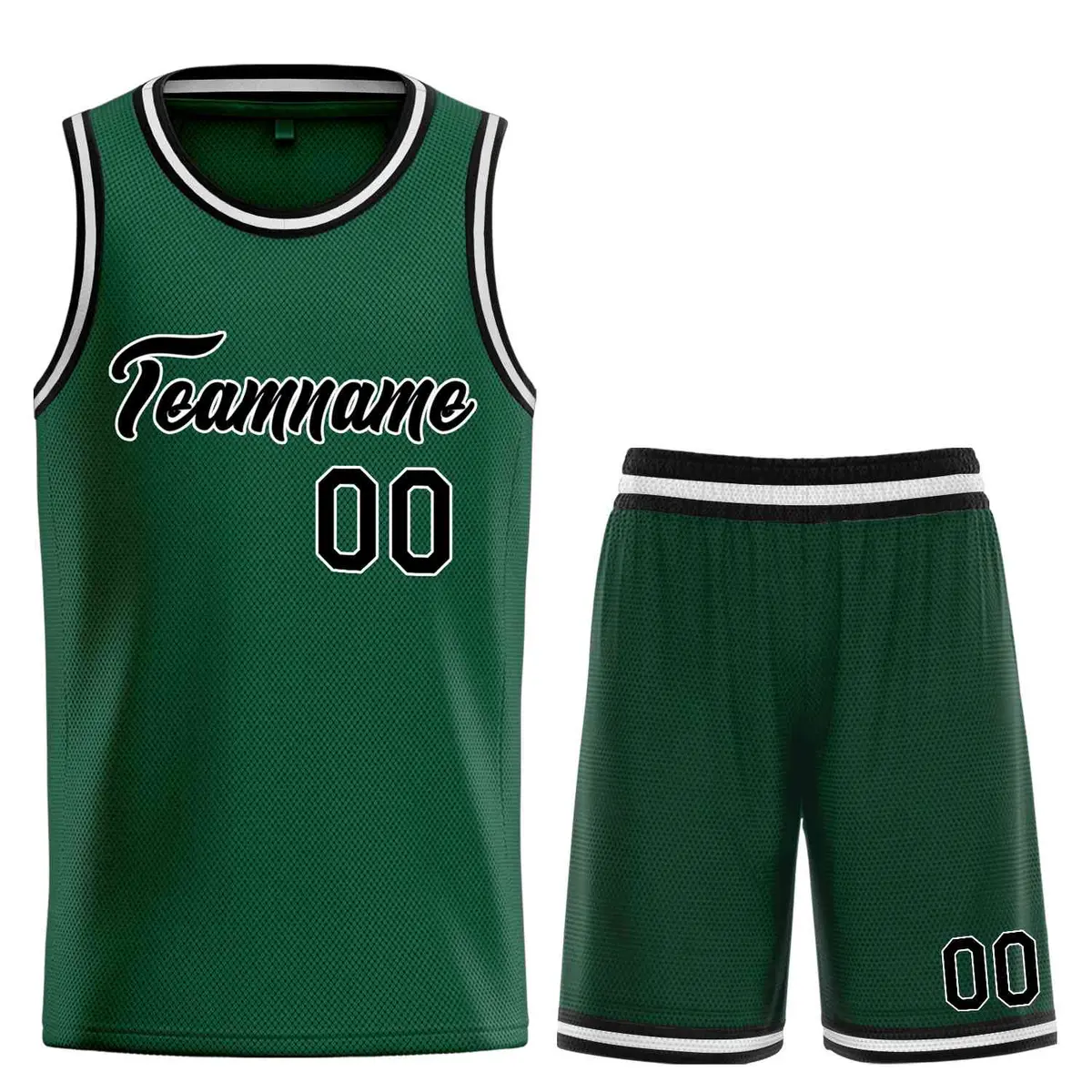 Hunter Green Black-White Heal Classic Basketball Jersey Set