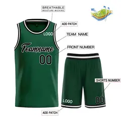 Hunter Green Black-White Heal Classic Basketball Jersey Set 3