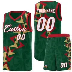 Hunter Green Boomerang Pattern Basketball Jersey 1
