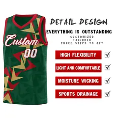 Hunter Green Boomerang Pattern Basketball Jersey 2