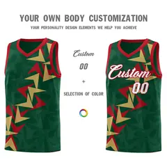 Hunter Green Boomerang Pattern Basketball Jersey 3
