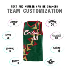 Hunter Green Boomerang Pattern Basketball Jersey 4