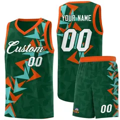 Hunter Green Boomerang Pattern Basketball Jersey