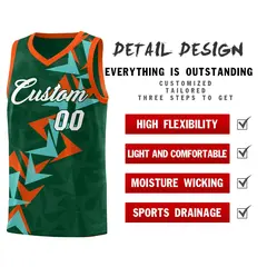 Hunter Green Boomerang Pattern Basketball Jersey 2