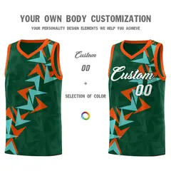 Hunter Green Boomerang Pattern Basketball Jersey 3
