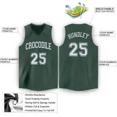 Hunter Green Classic Mesh Basketball Jersey 2